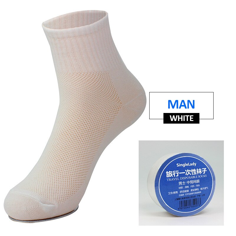 Calcetines desechables blancos Unisex, calcetín deportivo informal, 3 colores, para viajes al aire libre, elásticos de repuesto, SD, 10 par/lote: 07