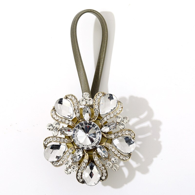 Bloemvormige magneetgordijn tieback ringen lente strass staaldraad magnetische gordijngesp clips raamhouder accessoires