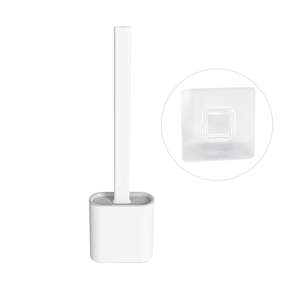 Lange Handvat Geen Dode Hoek Toiletborstel Duurzaam Muur Opknoping Cleaning Zachte Borstel Voor Wc Gadgets: WHITE