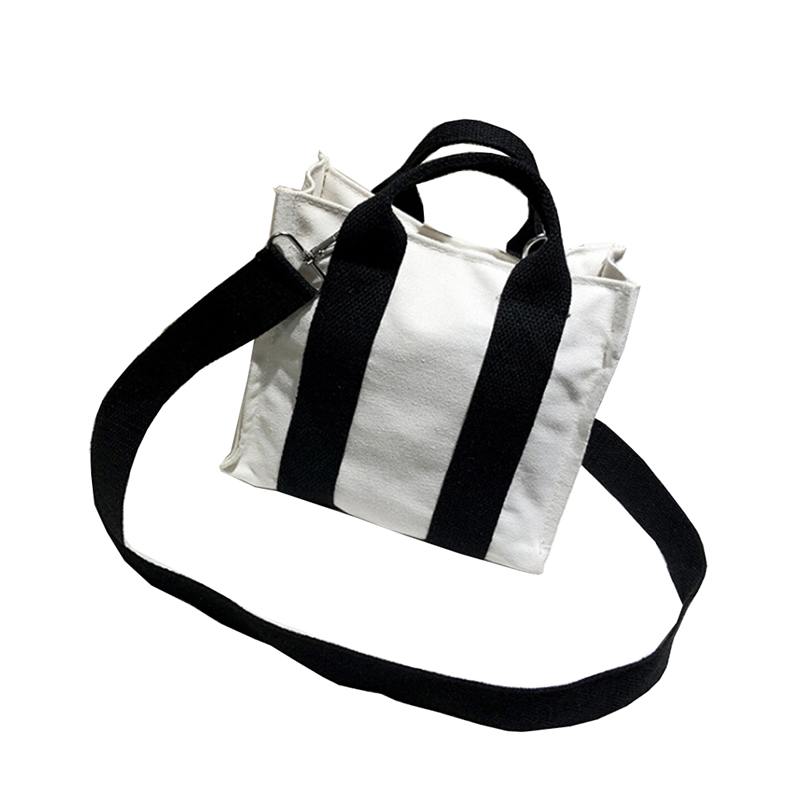 Damen-schultertasche im koreanischen stil, frische, kleine, lässige damen-schultertasche, damen-canvas-taschen: Schwarz