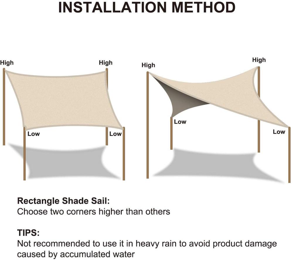 Sun Shade Sails Canopy Rectangle, 95% UV Blockage for Patio, Garden, Pergola, Backyard, Outdoor Facility &amp; Activities -Beige