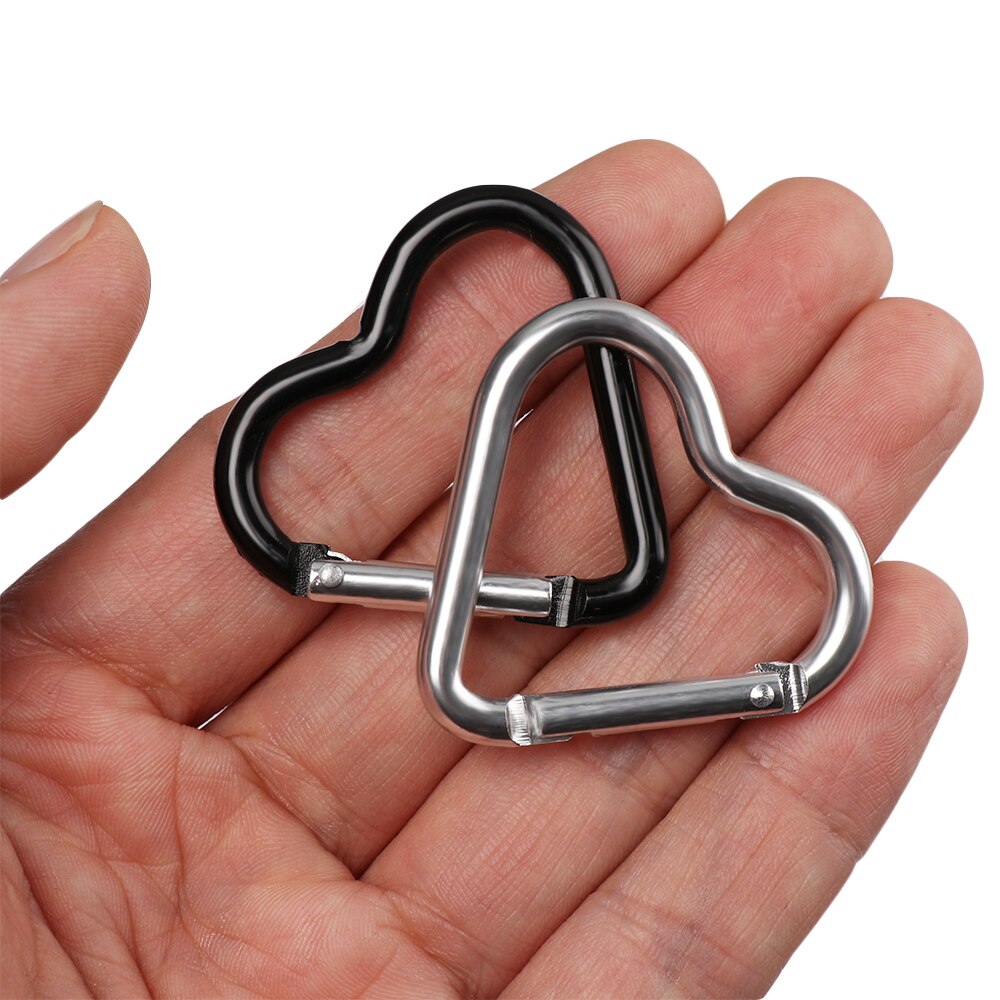 3pcs/set Heart-shaped Aluminum Carabiner Key Chain Clip Outdoor Keyring Hook Water Bottle Hanging Buckle Travel Kit Accessories