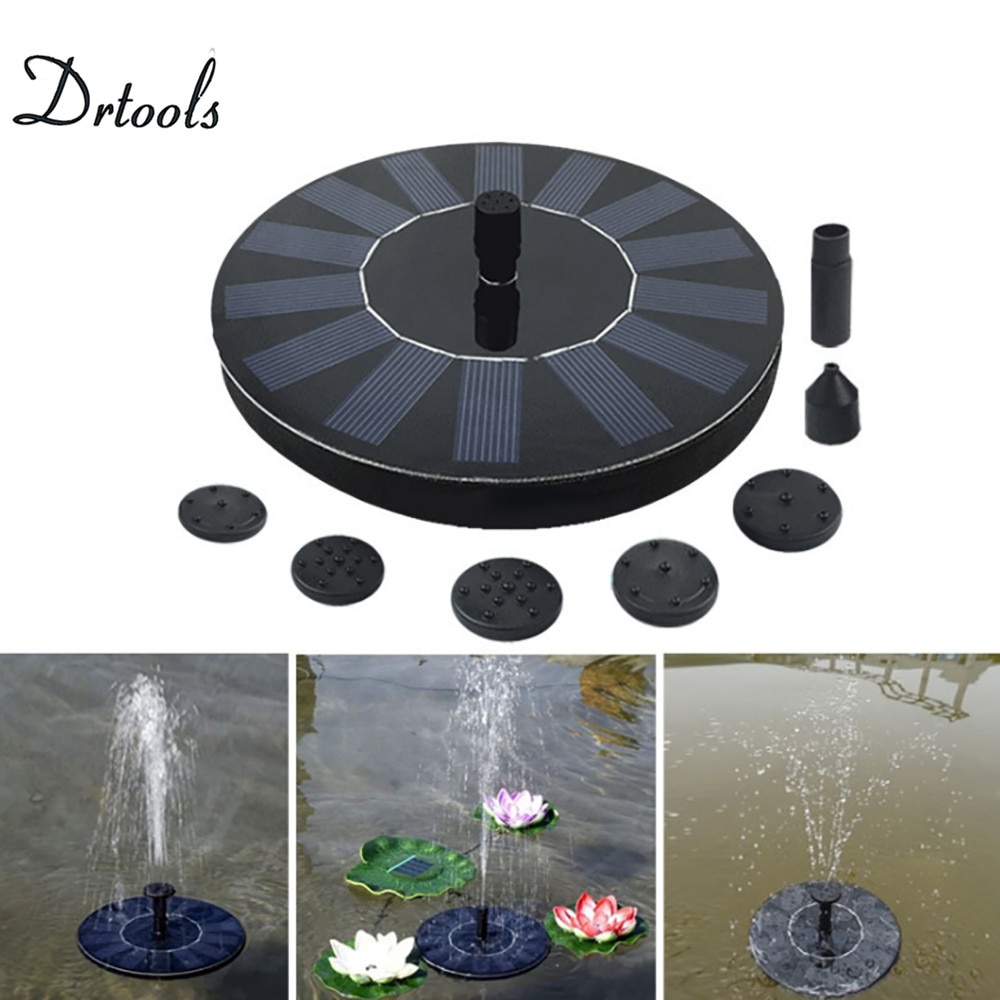 Drtools Mini Round Solar Suspension Floating Water Fountain For Garden Decoration Solar Fountain Pool Pond Decor Easy To Install