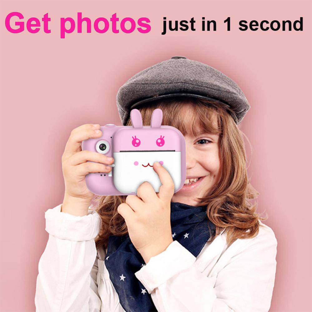 24MP Cute Cartoon Kids Instant Print Camera Dual Cam HD 1080P Children Digital Photograph Camera Toy for Kids Birthday