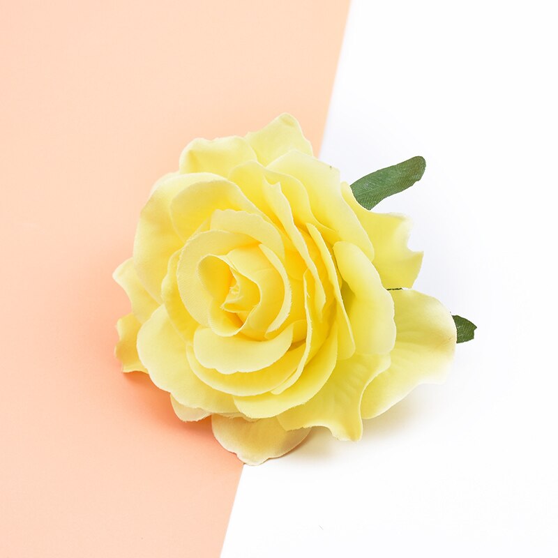 10 stk kunstige blomster til hjemmet bryllup dekoration julekrans brud broche diy håndlavet æske silke roser blomstervæg: Farve 16