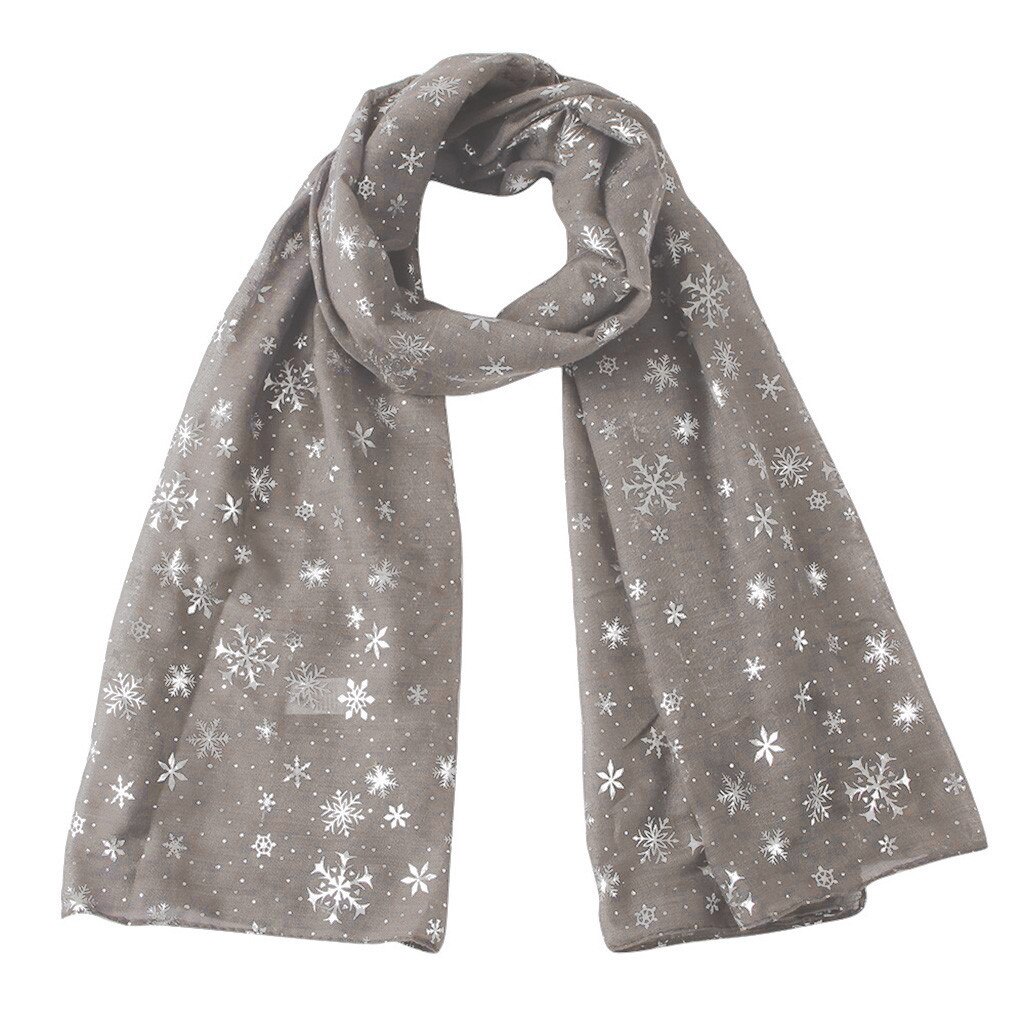 Winter Chiffon Scarf Women Snowflake Print Scarves Long Neck Wrap Christmas for Women Scarves foulard femme: C