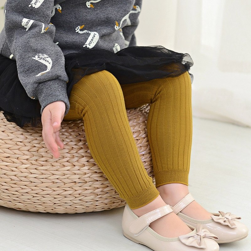 Soft Cotton Knit Warm Baby Tights For Girls 3-5 Years Solid Color Baby Girl Tights Kids Pantyhose Clothes Winter Autumn