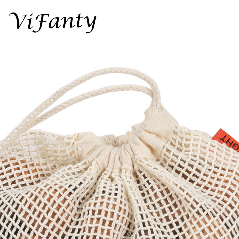 3 Pack Eco Friendly Reusable Produce Bags Net Zero Waste, Organic Cotton Mesh Produce Vegetable Bag Washable with Drawstring