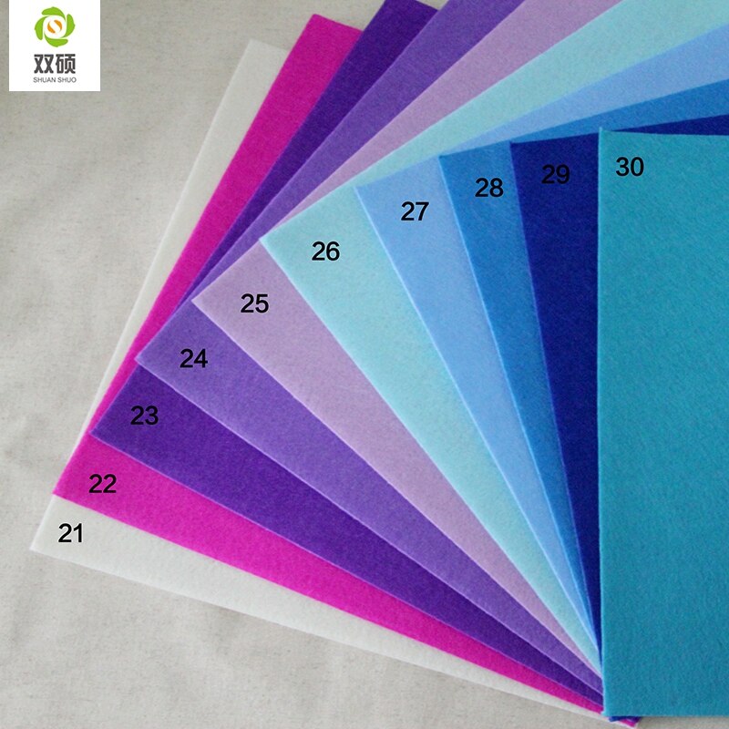 Shuanshuo Mix Colors 100% Polyester Nonwoven Felt Fabric For DIY Sewing Carfts40PCS/lot 30CM*30CM N-40