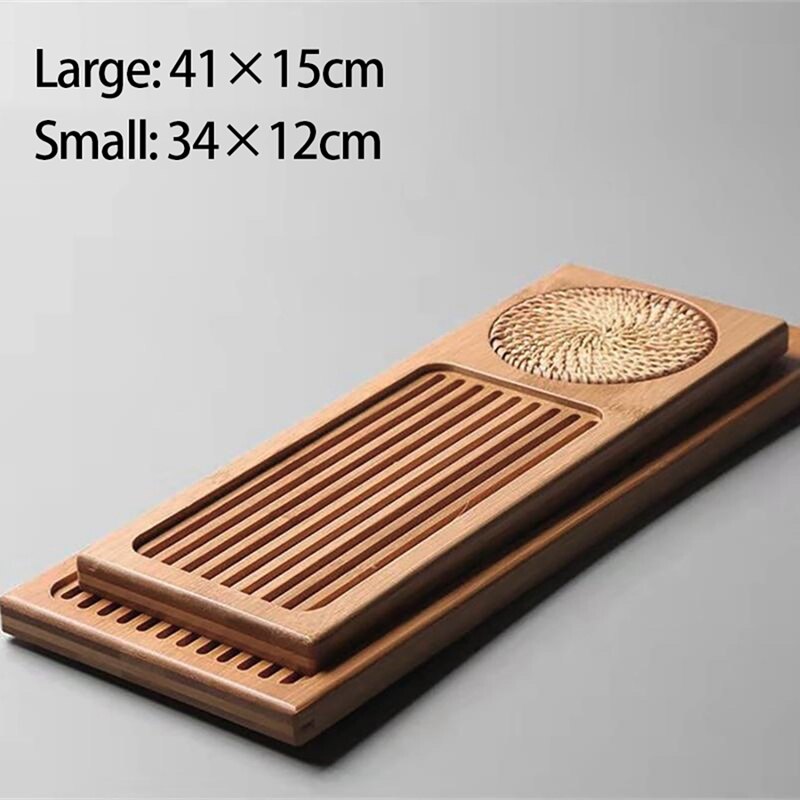 Massief Bamboe Hout Thee Dienblad Rotan Mat Bamboe Trays Koffie Thee Dessert Dienblad Voor Hotel Thee Plaat Accessoires