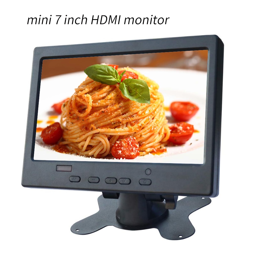 JOHNWILL mini monitor 7" VGA/HDMI input LCD plastic shell Built-in speaker compatible with Raspberry Pie pc CCTV