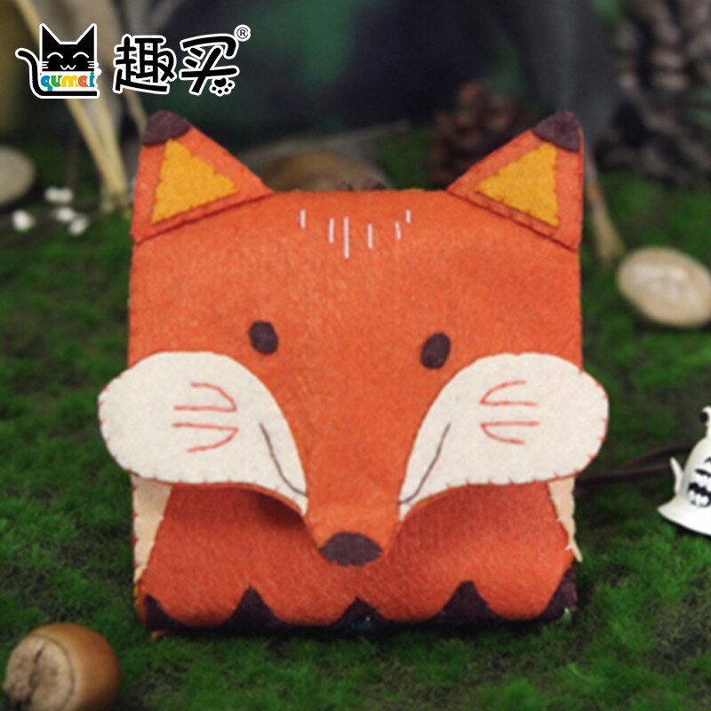 Nonwoven Felt Fabric Animal Zero Wallet Hand Made DIY Package Diy Craft Animal Park DIY Wallet.: Fox wallet