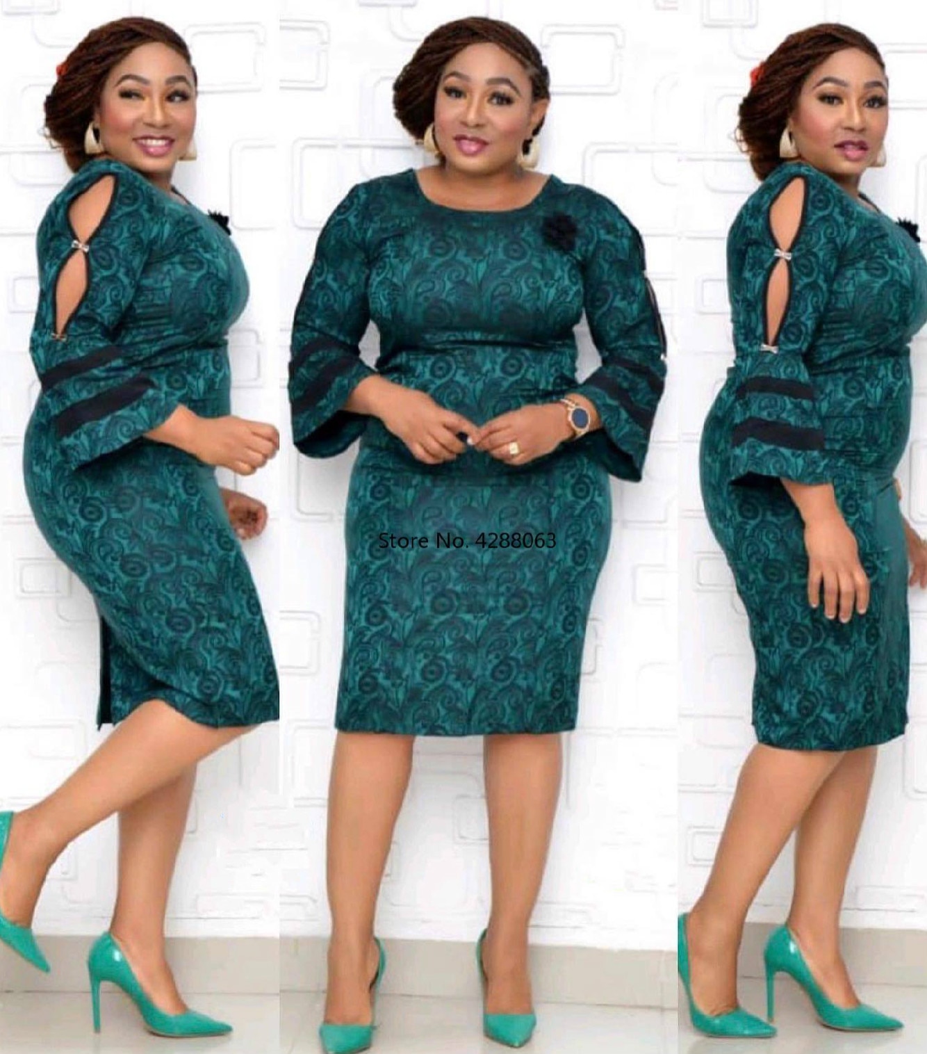 Syksy elegantti afrikkalaiset naiset o-neck printing plus koko mekko afrikkalaiset vaatteet afrikkalaiset mekot naisille afrikkalaiset vaatteet