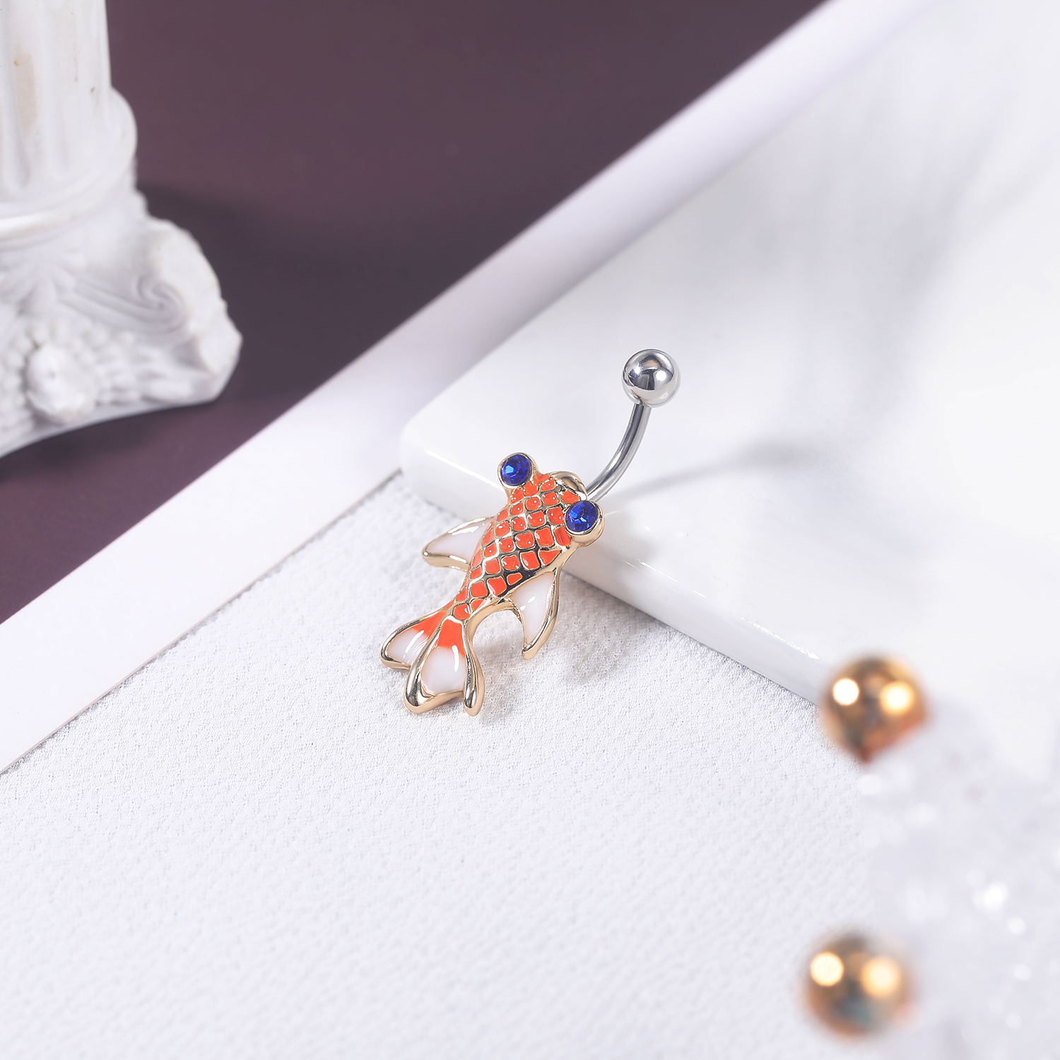 AOEDEJ, 14G, 1 pieza, anillo para Piercing en el ombligo de estrella de mar de cristal, joyería para Piercing corporal con perlas, anillo para el ombligo de concha para mujer de verano