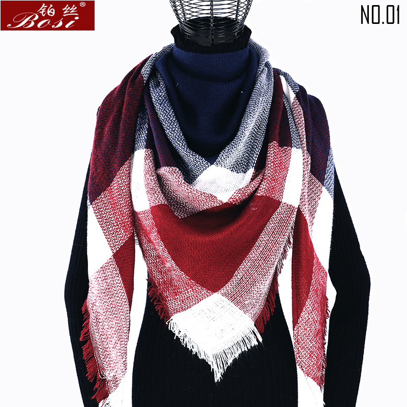 Winter Kasjmier Plaid Sjaal Sjaal Vrouw Poncho Driehoek Luxe Bandana Pashmina Wrap Grote Stola Luxe