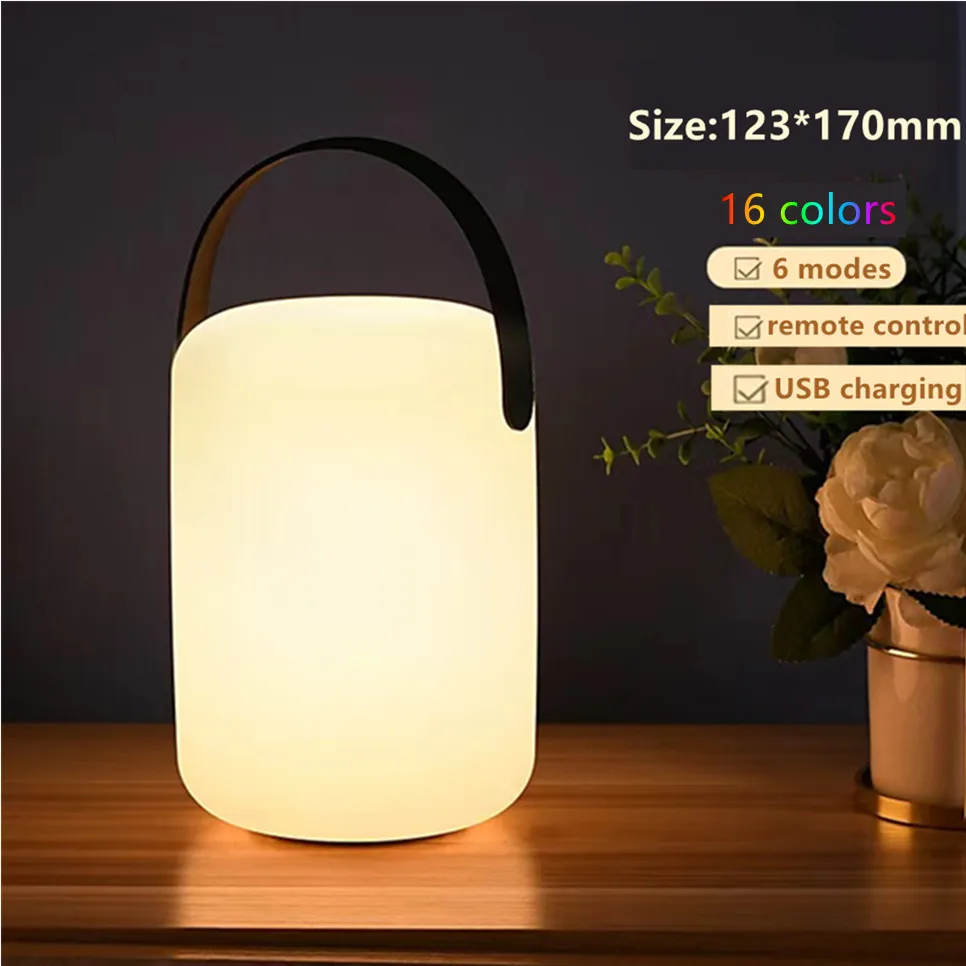 Tuya-Controle Remoto Inteligente RGB LED Table Lamp, impermeável, sem fio, carregamento USB, Camping ao ar livre, Decoração portátil, 16 cores: Dourado