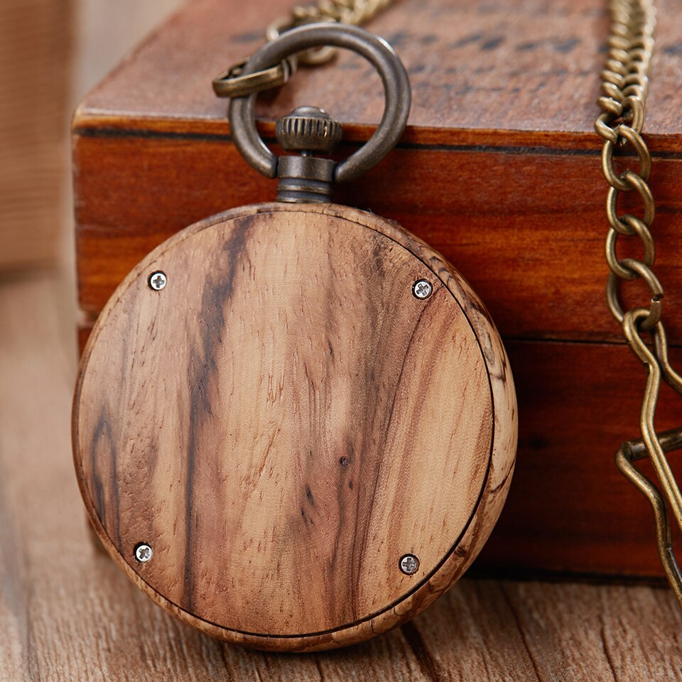 Natuurlijke Hout Zakhorloge Mannen Vrouwen Creatieve Houten Quartz Horloges Fob Ketting Hangers Kleurrijke Klok Reloj De Bolsillo
