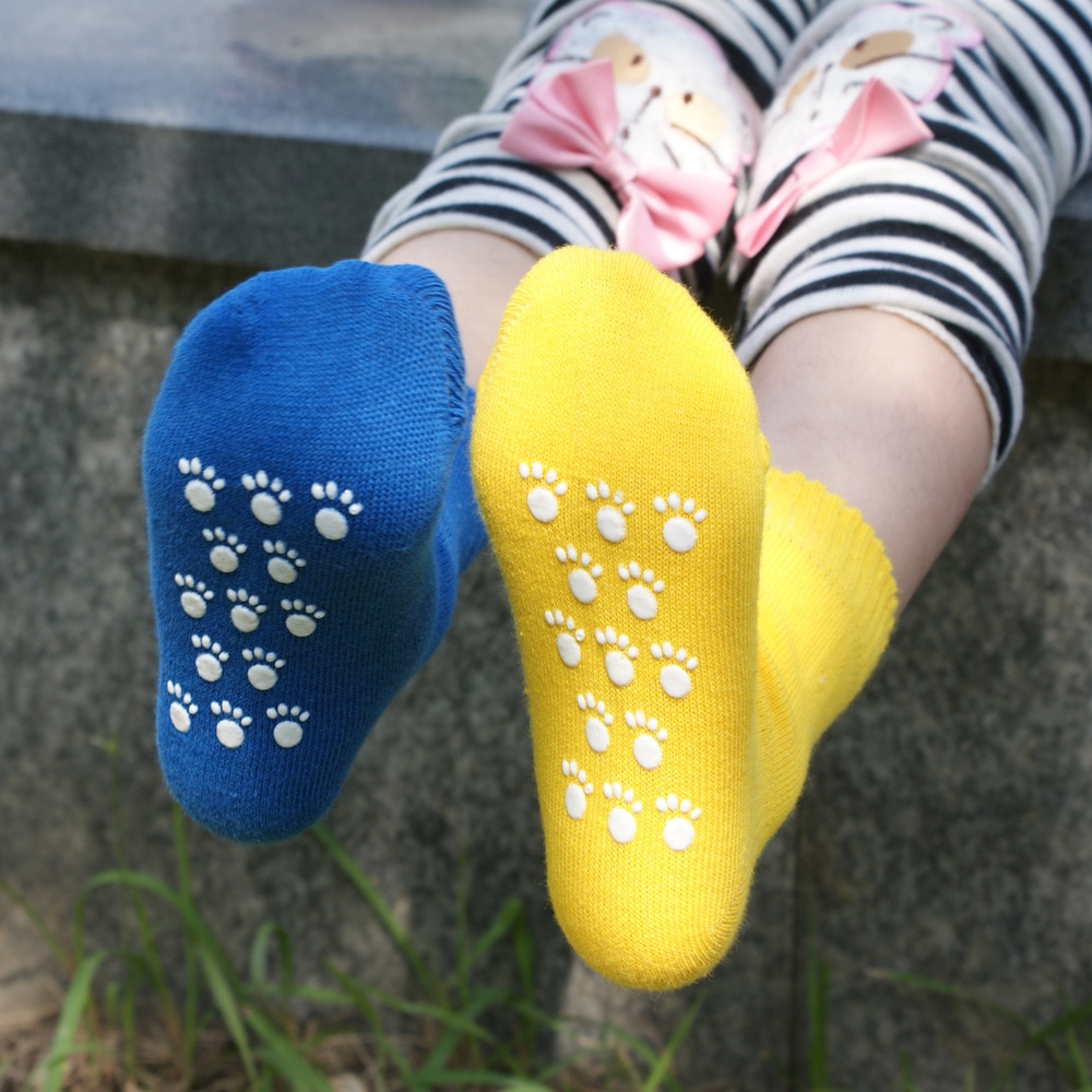 Calcetines de algodón de color caramelo con cabeza cosida a mano de de primavera, dispensación de calcetines de algodón antideslizantes para niños, niños y niñas