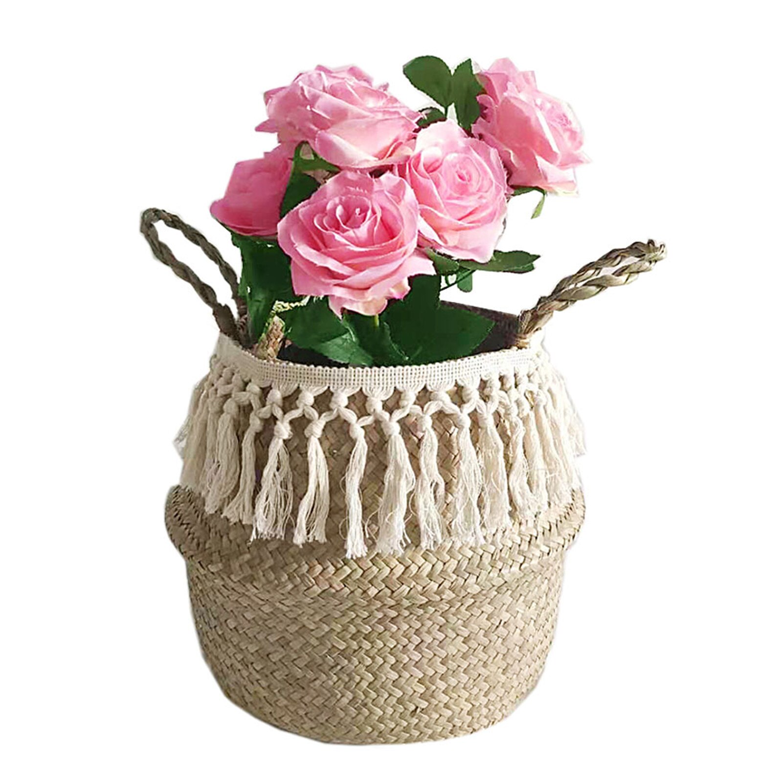 Handgjord bohemisk tofs dekoration korg korg trädgård blomkruka studie rum förvaring rotting korg hem arrangör korg