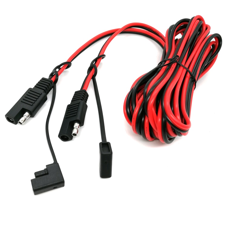 Cable de extensión SAE a SAE, 12 pies, 16AWG, 2 pines, Cable CC de alta resistencia, conector SAE de desconexión rápida, arnés de Cable con tapa antipolvo