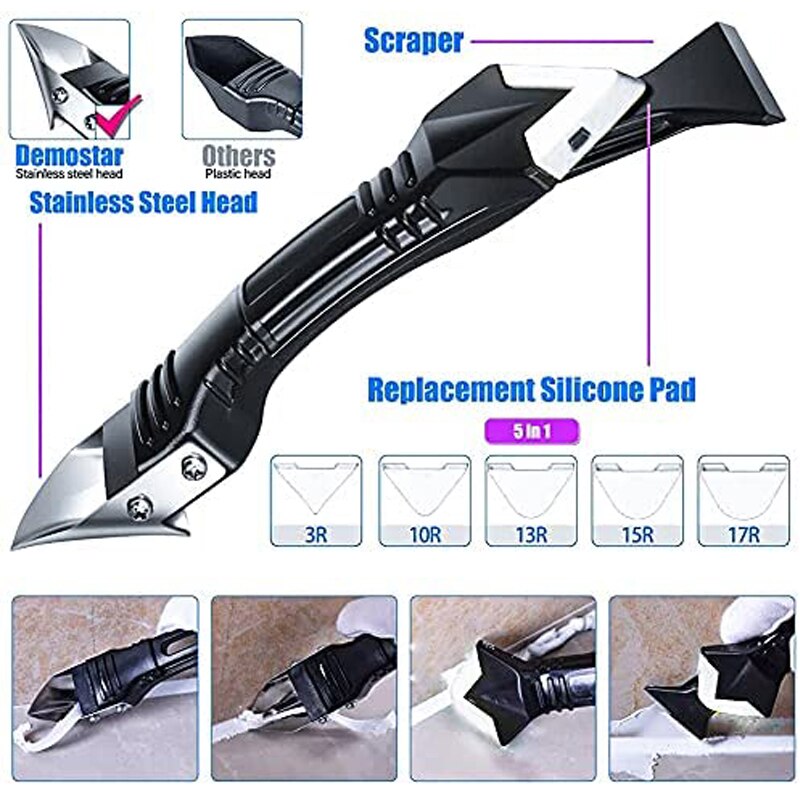 13Cm 5in1 Siliconenkit Removal Tool Kit Schraper Kalefateren Dobbelsteen Removal Kit Voor Verwijderen Kalefateren Woondecoratie Hand Tool