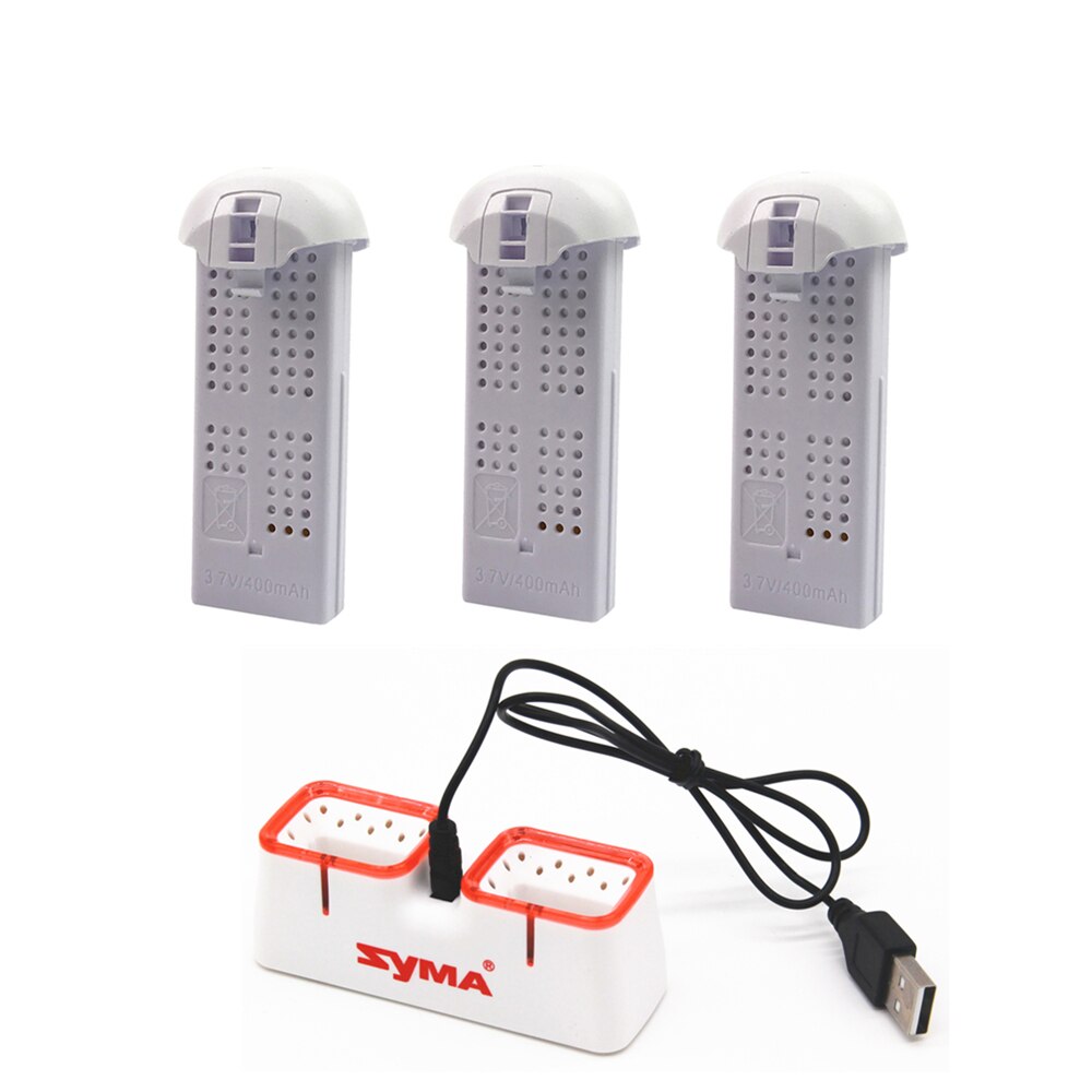 Syma-batería Lipo X22 / X22w Original para Dron, batería de 3,7 V y 400mAh con cargador, recambios de cargador, accesorios para cuadrirrotor RC, batería de 3,7 V y 400mAh: 3White with Charger