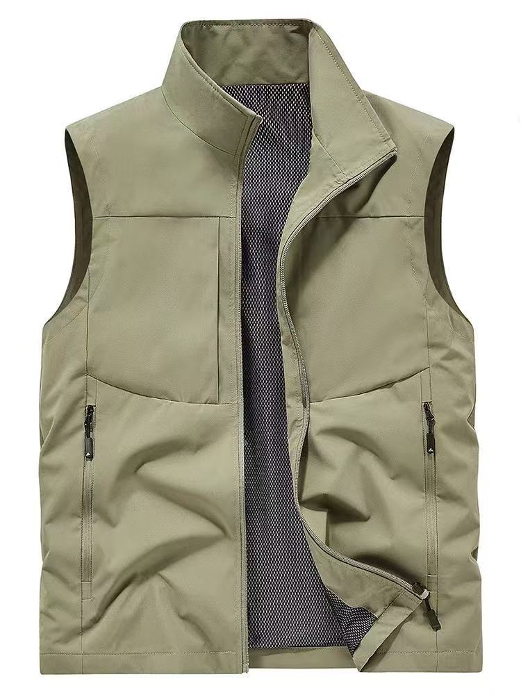 Chaleco fino de gama alta con cuello levantado para hombre, Top transpirable para exteriores, otoño e invierno