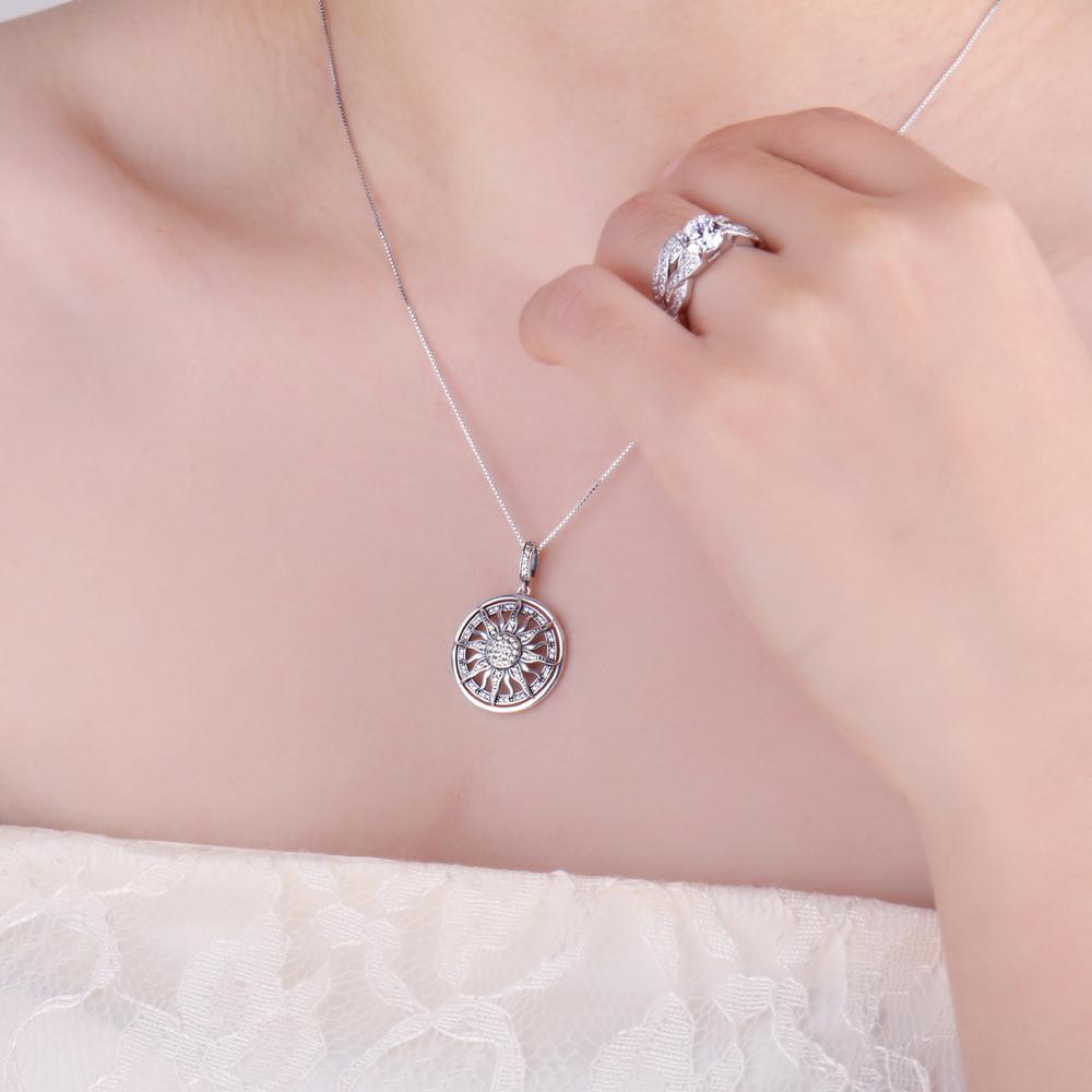 Jewelrypalace celestial sol 925 prata esterlina zircônia cúbica charme pingente de declaração colar de jóias femininas sem corrente