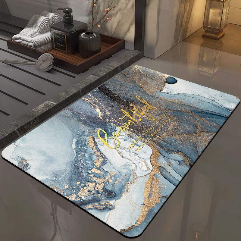 Alfombra de barro de diatomeas con estampado de mármol moderno, alfombra absorbente de secado rápido para bañera, accesorios decorativos para puerta de entrada y baño, 1 ud.: 45X140CM / Borgoña