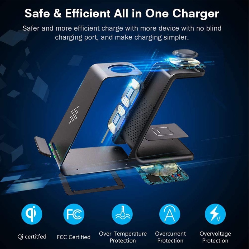 3 In 1 Draadloze Oplader Voor Apple Horloge 6/Se/5/4/3/2/1 44mm 40Mm 42Mm 38Mm Iphone Airpods Pro 10W Snelle Draadloze Lading Stand