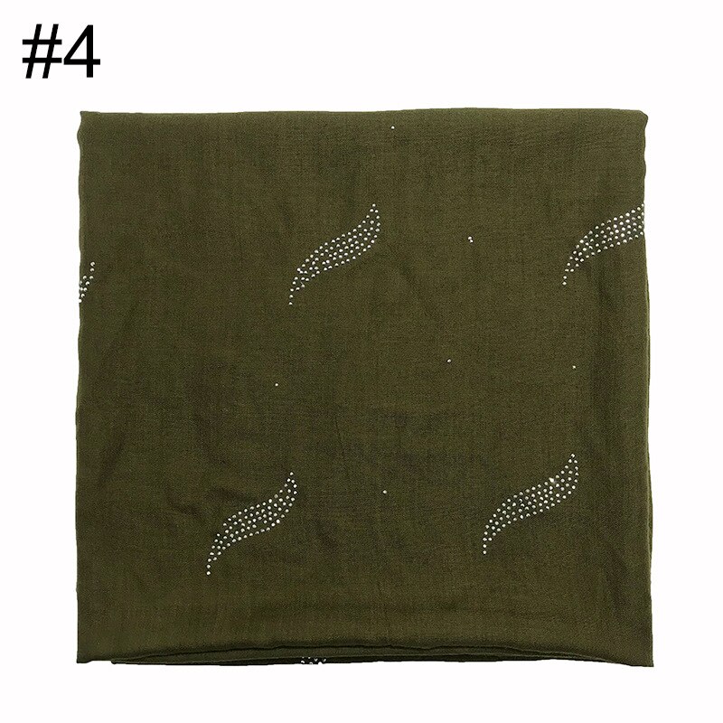 1PC musulman foulard bandana solide écharpe chaude strass châles carré pashmina femmes populaire silencieux islamique hijab: 4