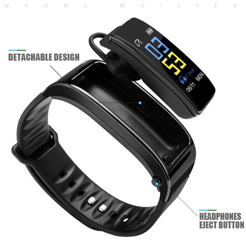 2 in 1 slimme armband met bluetooth oordopjes hartslagmeter sporthorloge  nd998
