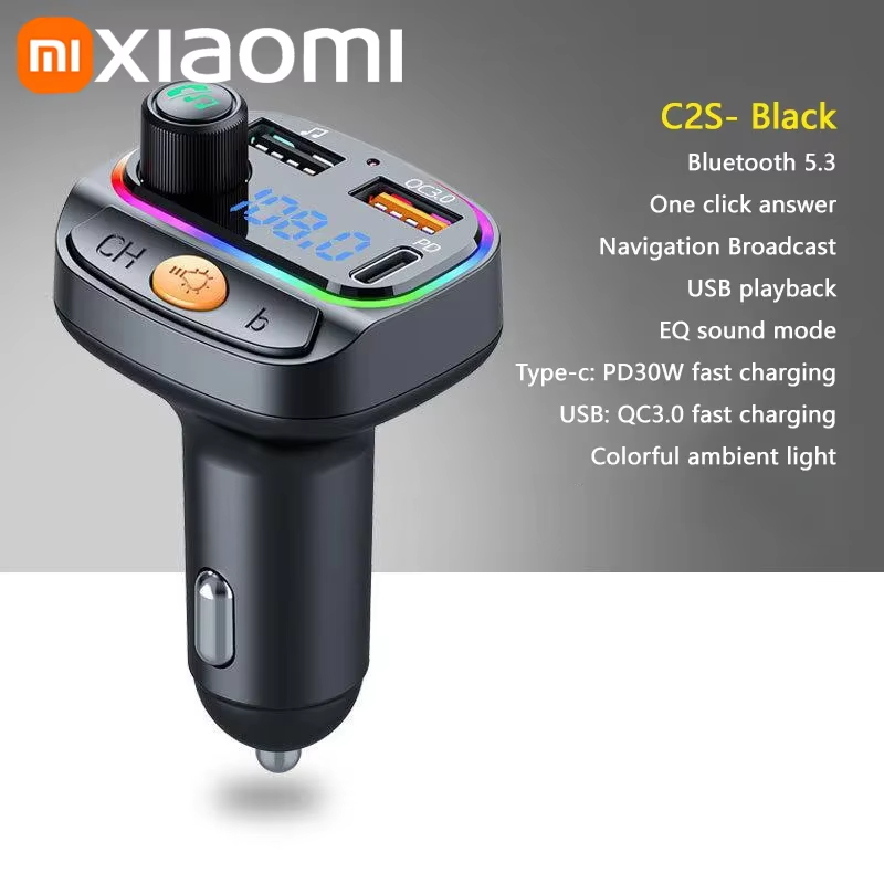 Xiaomi FM Sender Bluetooth 5.3 Freisprecheinrichtung Auto AUX Radio Modulator MP3 Player mit Schnellladeadapter Autozubehör: DVD-RAM