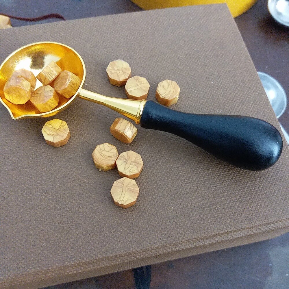 Cuillère pour sceau de cire, Vintage, grande cuillère en bois et laiton, pour sceau d'étoile, bâton de cire, Vino tinto Sellado Sax palillo