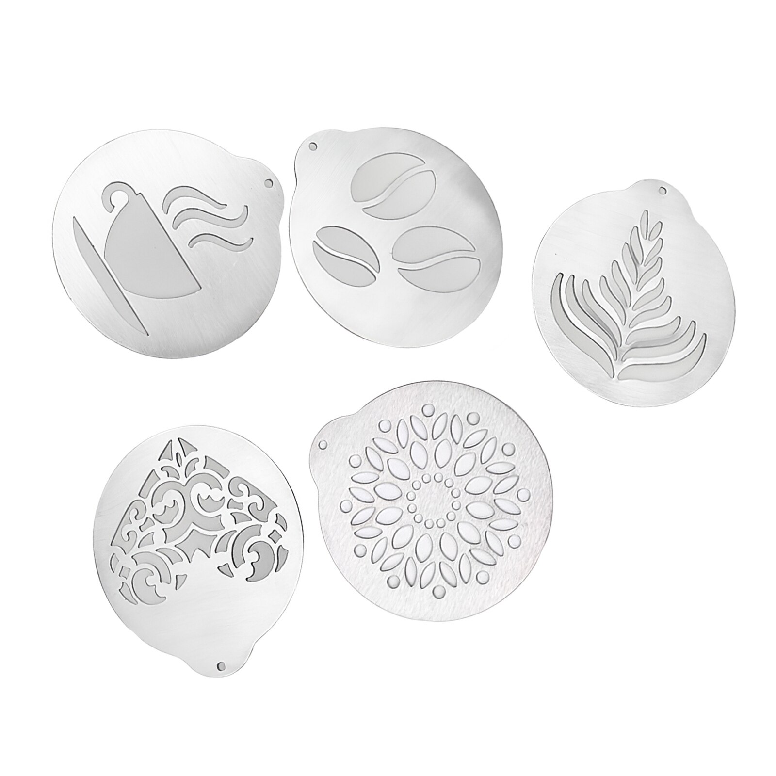 5Pcs DIY Latte Art Stencils Cake Stencils Espresso Decorating Art Smooth Edge Coffee Painting Mold Fondant Coffee Decor Mold