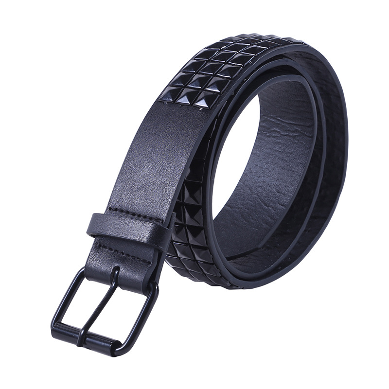 Glanzende Piramide Mode Klinknagel Riem Heren & Dames Studs Riem Punkrock Met Pin Gesp Zwarte Mode Strass Klinknagels Cinturón: Black