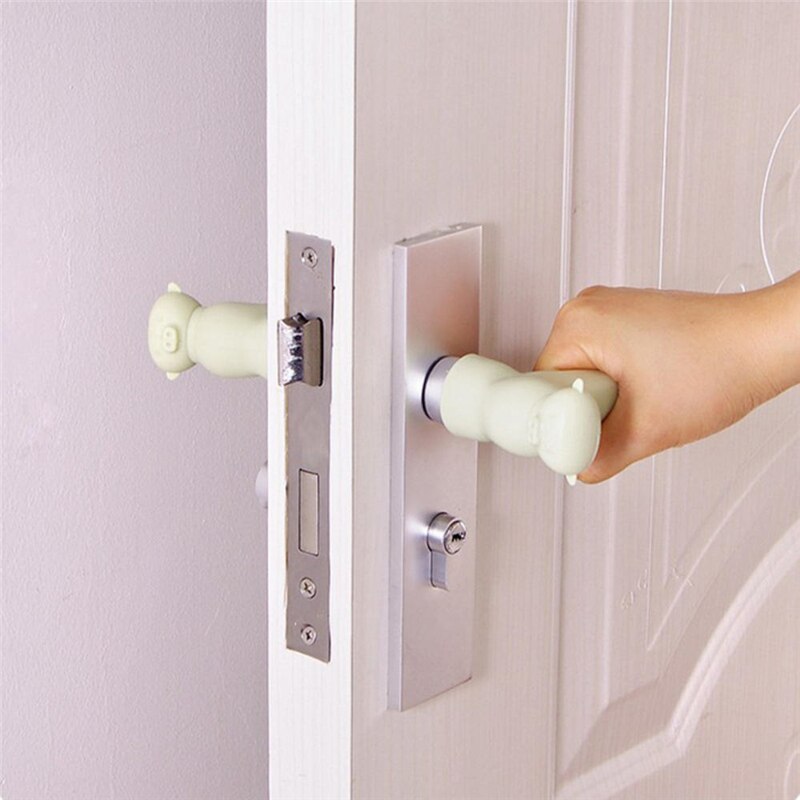 Cartoon Varken Vorm Elastische Kamer Deurklink Siliconen Mouwen Baby Kind Crash Bescherming Suite Deur Pull Handvat Handschoenen Protector