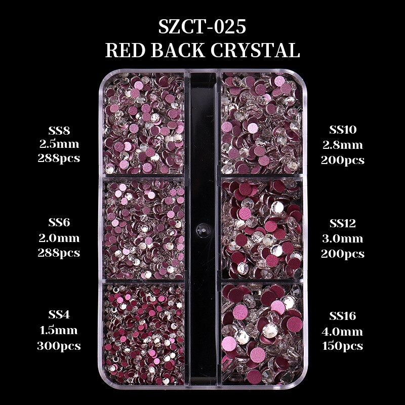 6Grids/box Nail Art Rhinestones 1426pcs AB Mixed Size Crystal Gem Diamonds 3D Nail Rhineston Nail Art Decoration DIY Face Makeup: 07