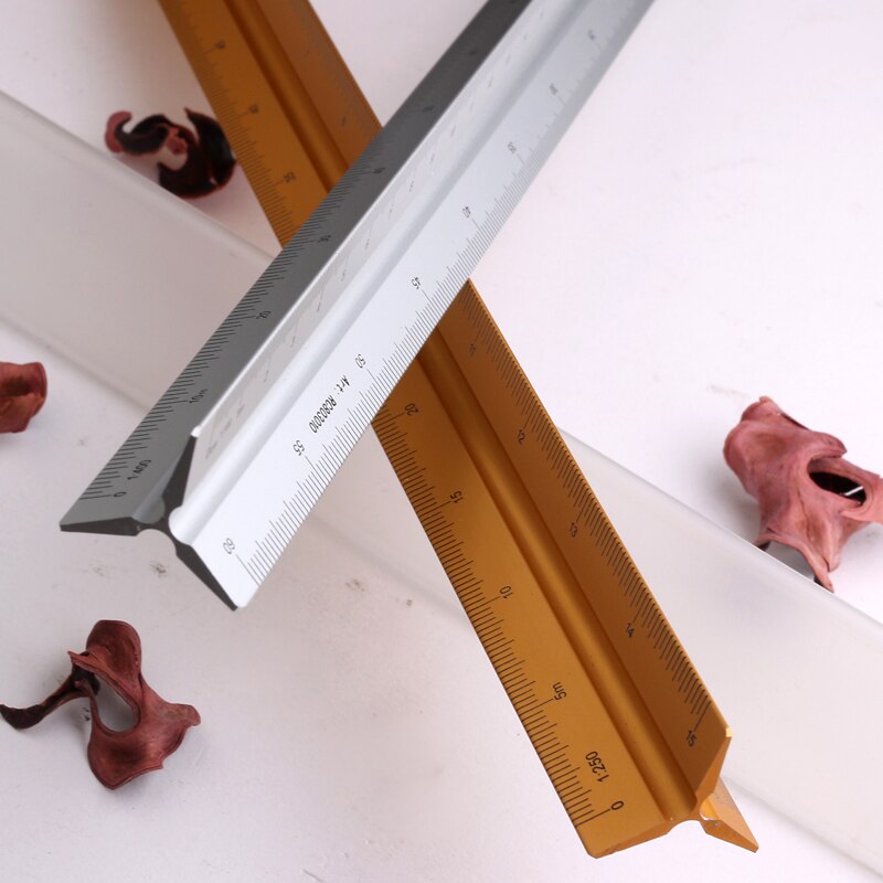 REDCIRCLE Architect's Scale Ruler Aluminum Triangular Scale Precision Metal Building 1PCS