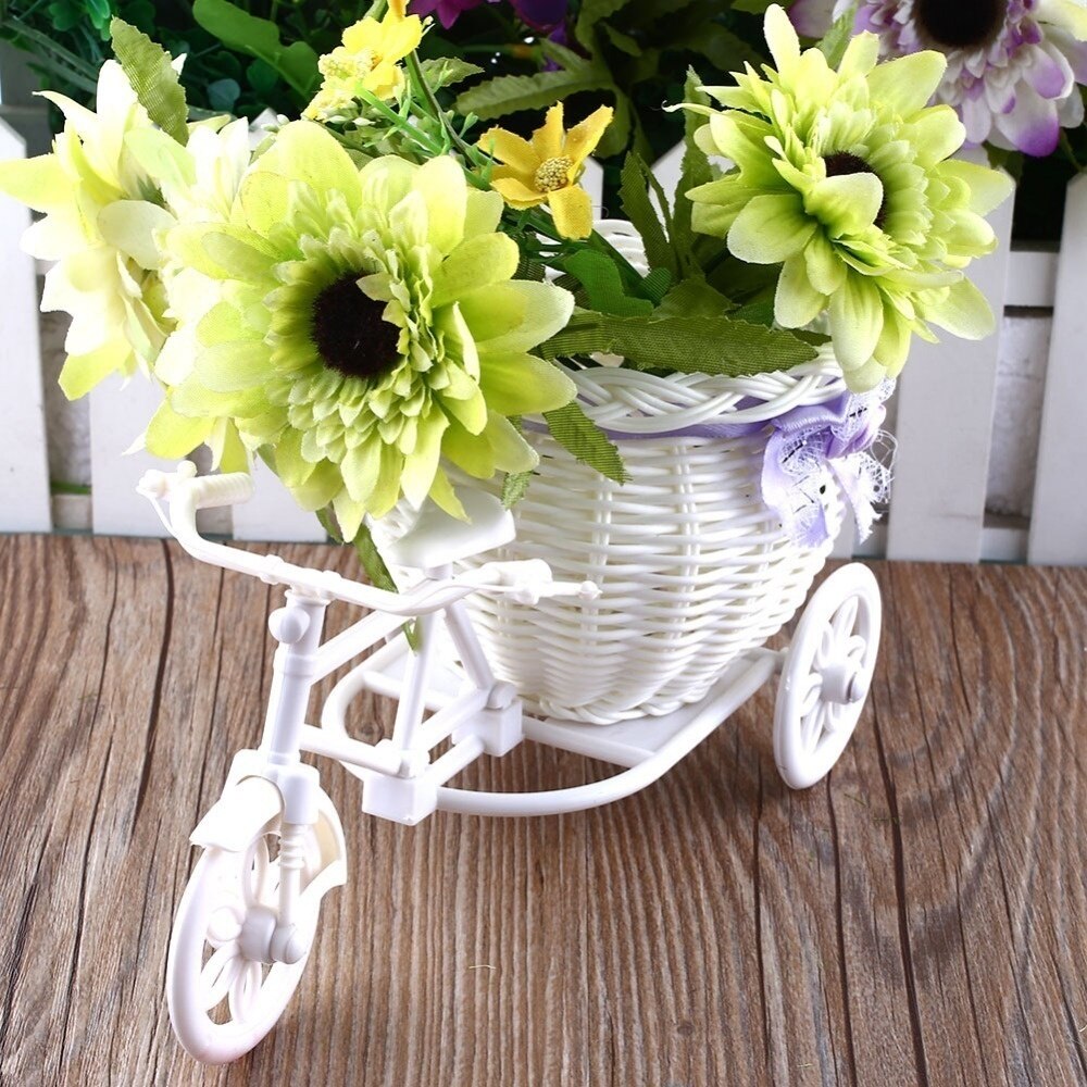 Vase Bicycle Shape Flower Basket Rattan Vase Crafts Home Table Decor 23*12.5*9 Cm Vase