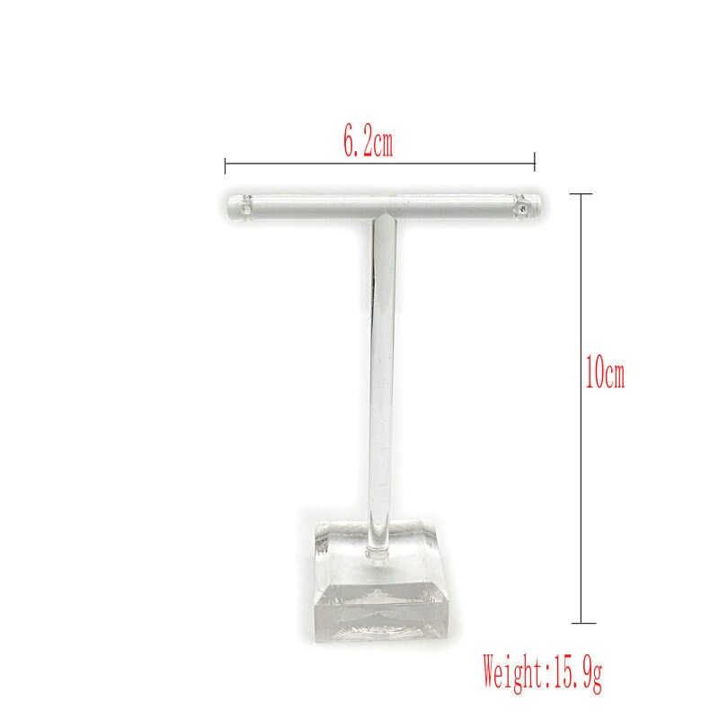 1 Juego tipo T soporte de exhibición de aretes de acrílico estante de exhibición de joyería soporte para pulsera Mental Rack marco