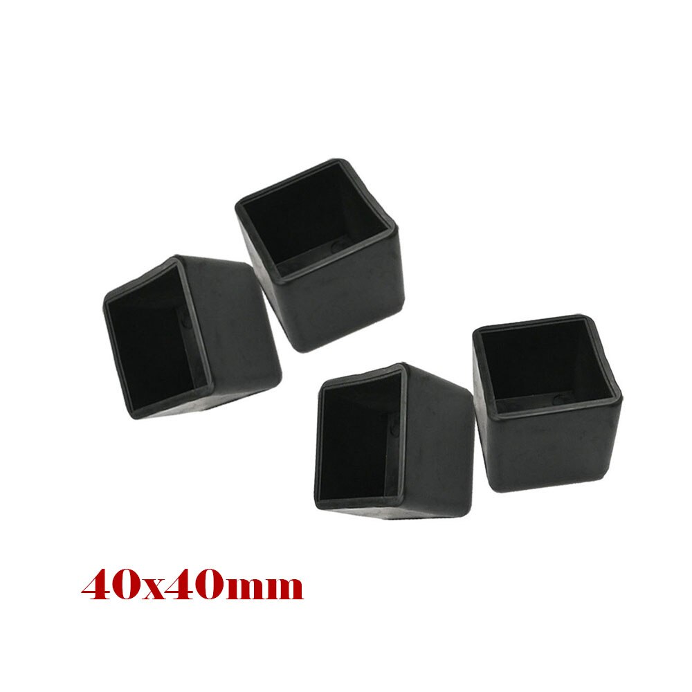 Sorte møbelbenkapper pvc plast gulvbeskytter puder rundt bord foddæksel rørpropper nivelleringsfødder 8 stk.: Firkant 40 x 40mm