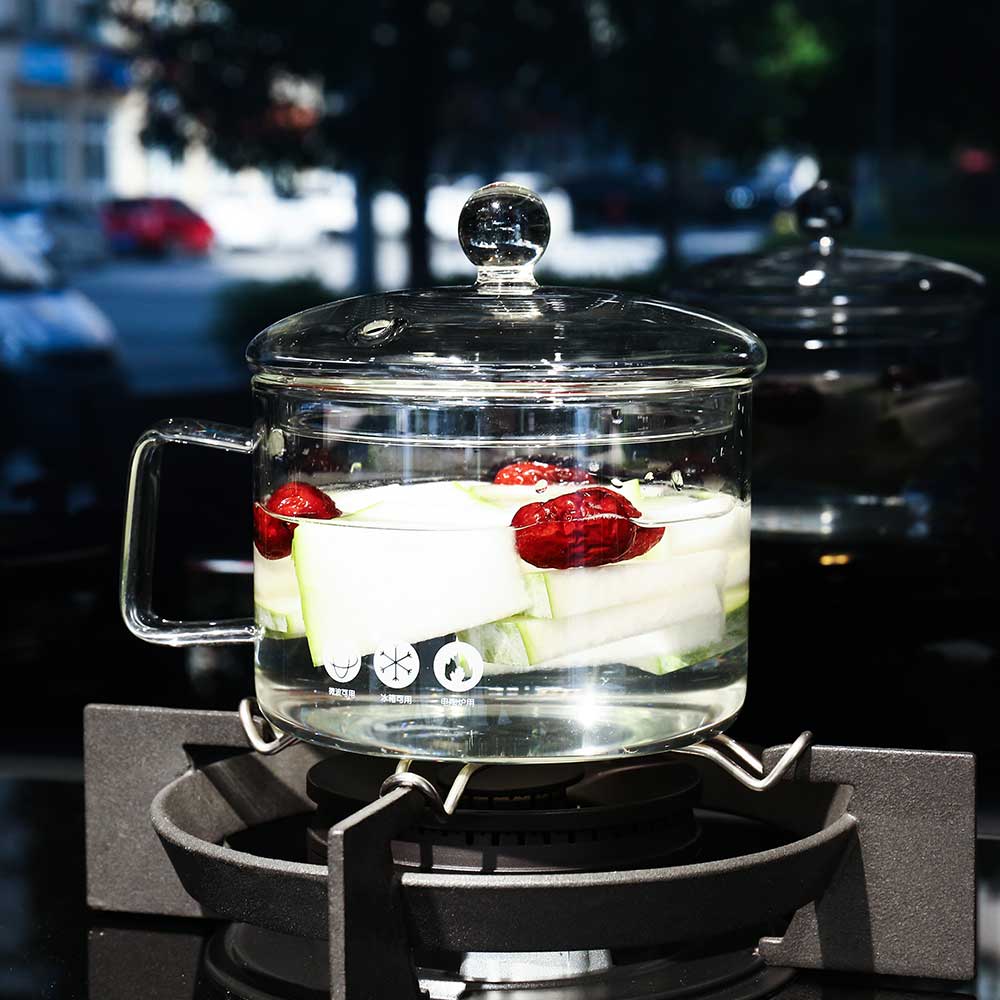 Household Porridge Kitchen Tools Resistant Bowl Soup Pot Pans For Flat Vegetable Glass Cookware Cooking Set Transparent Heat