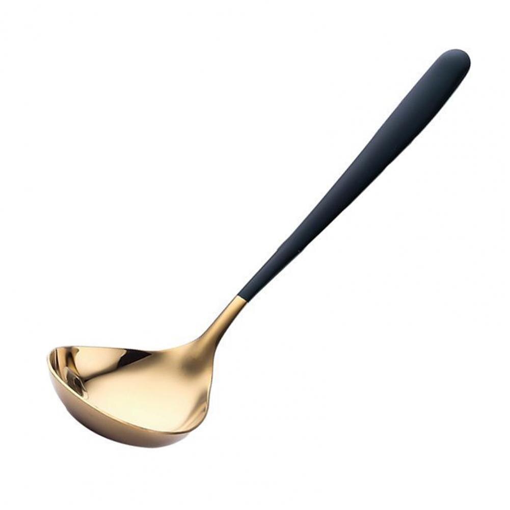 Soup Spoon Ergonomic Comfortable Grip Stainless Steel BPA Free Deep Head Stirring Ladle Kitchen Supplies: Atrovirens