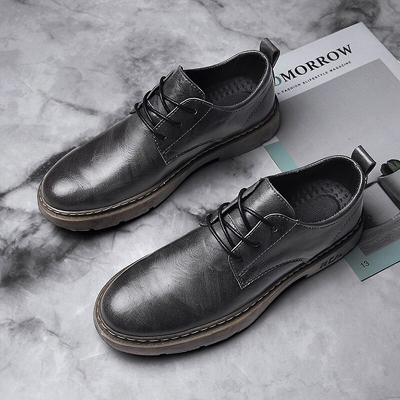 Brogues skor män skor svart läder män fritidsskor märke manliga affärsskor tjock sula halkfri  ka2712