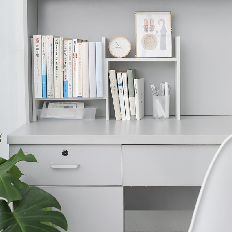 H Model MDF Bookshelf Commodity Shelves Simple Multifunction Self Use On Desk Table 2 Sizes Options