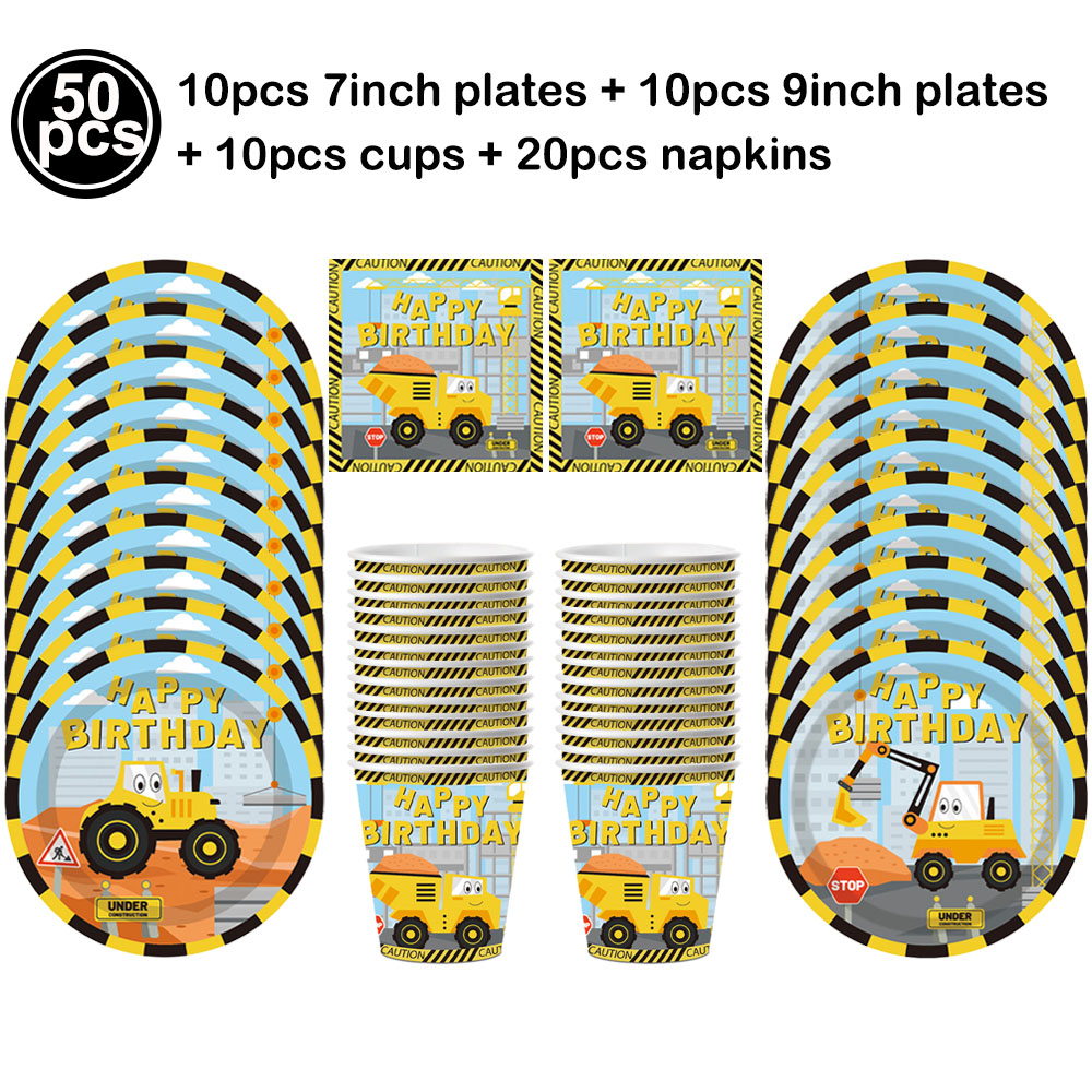 Decoraciones para cupcakes de construcción, camión volquete, excavadora, Tractor, adornos para pasteles para niños, suministros para de cumpleaños: Gris