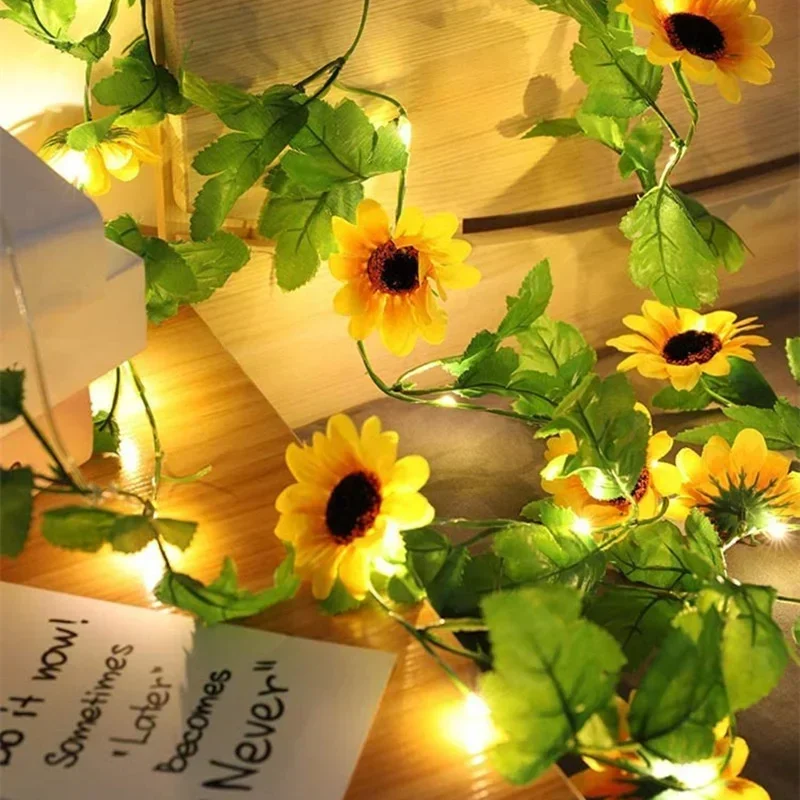 Guirnalda de luces LED de 2M/5M/10M, guirnalda de hojas de arce, luces navideñas alimentadas por batería para decoración de pared del hogar, dormitorio y Patio: Blanco / 6-10 W