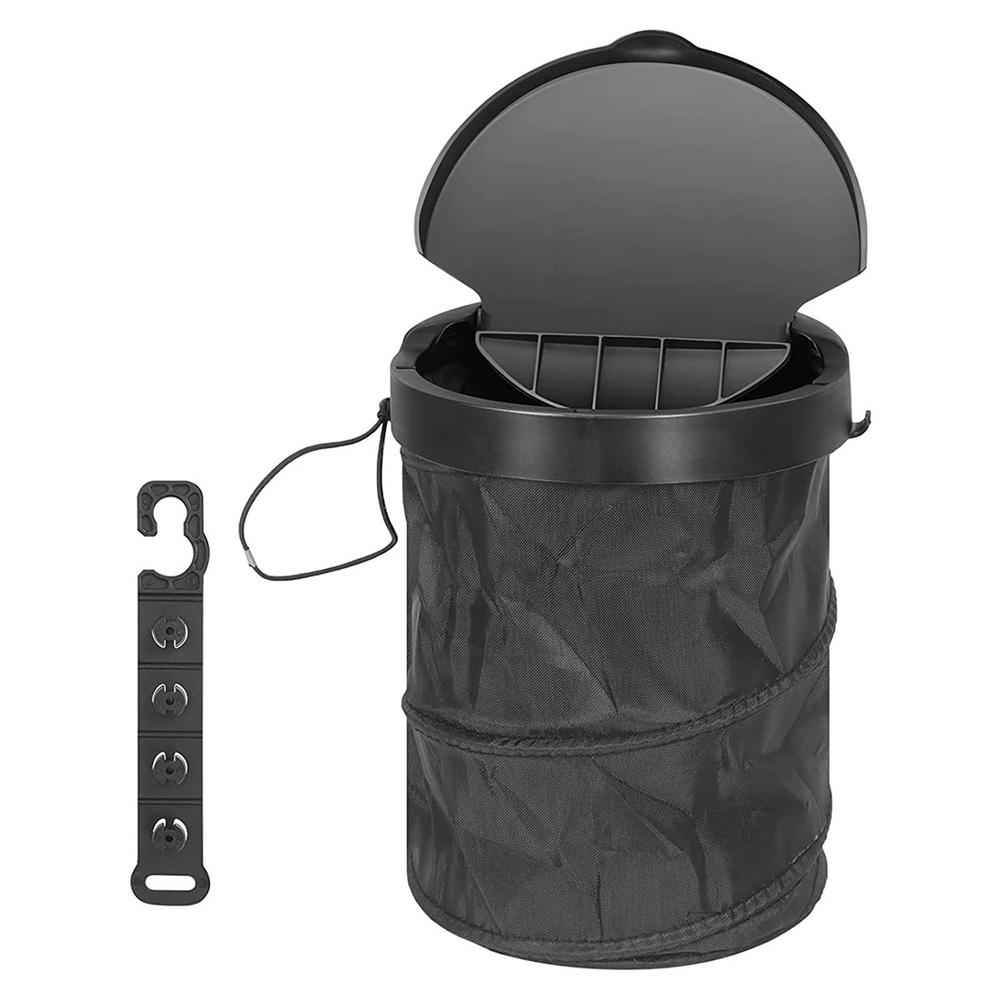 Car Trash Can With Lid Leak-Proof Collapsible Auto Trash Bin Car Storage With Cover Foldable Car Trash Can Automotive Supplies: Default Title