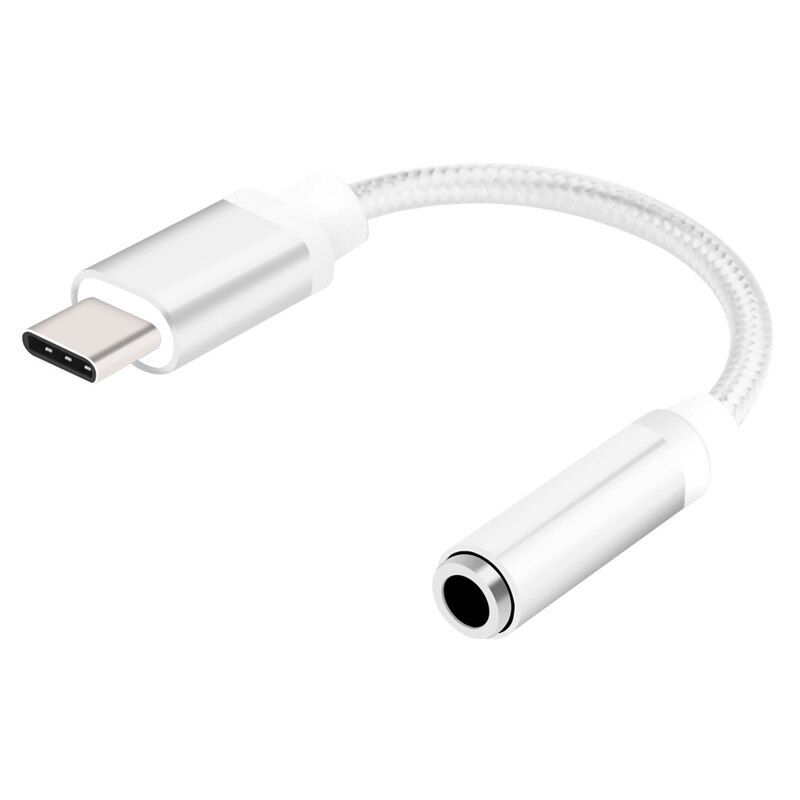 Type-C tot 3.5mm Oortelefoon kabel Adapter usb 3.1 Type C USB-C male naar 3.5 AUX audio vrouwelijke jack voor Samsung Huawei Xiao mi mi 8 A2: Sliver